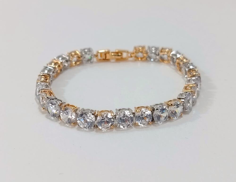 Golden Time Tennis Bracelet with Cubic Zirconia in 18k Gold Plated